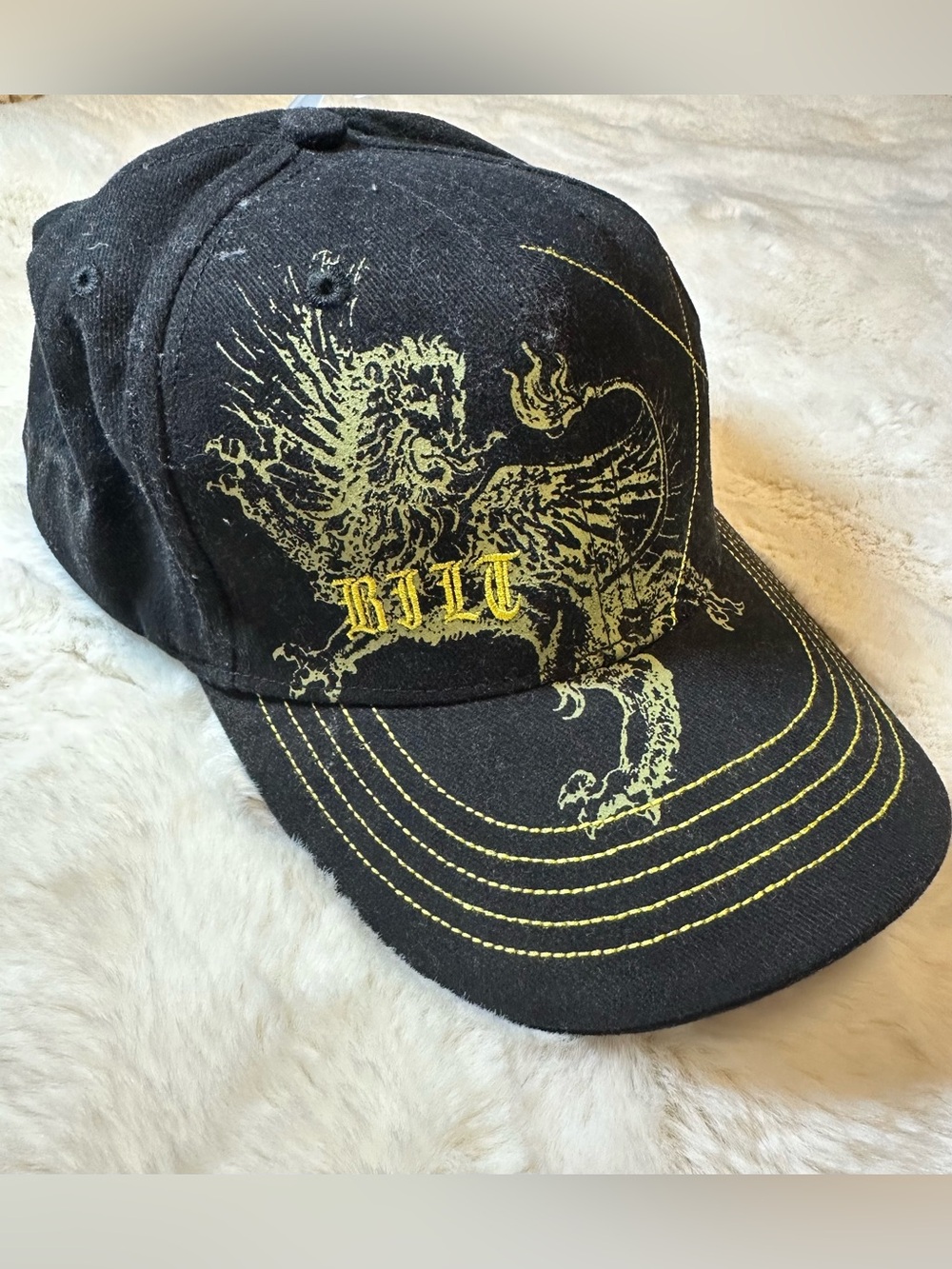 Black and Yellow Graphic Baseball Cap - BOLT